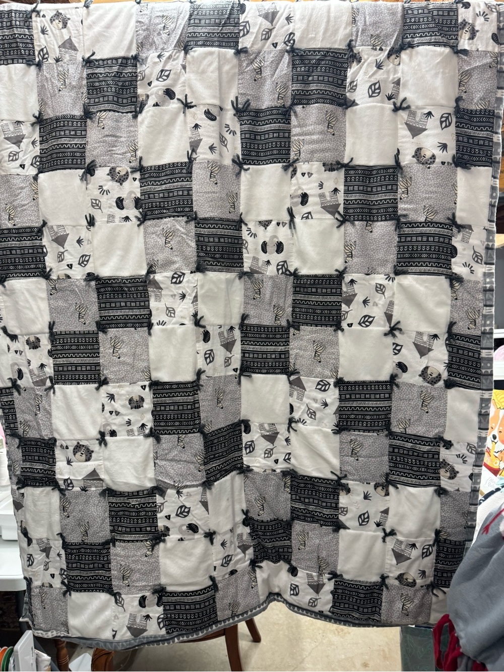 Neutral Patchwork Throw Blanket by